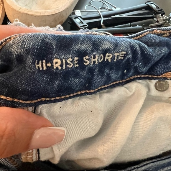 American Eagle Hi-Rise Shortie Distressed Cut Off Shorts - Picture 9 of 10